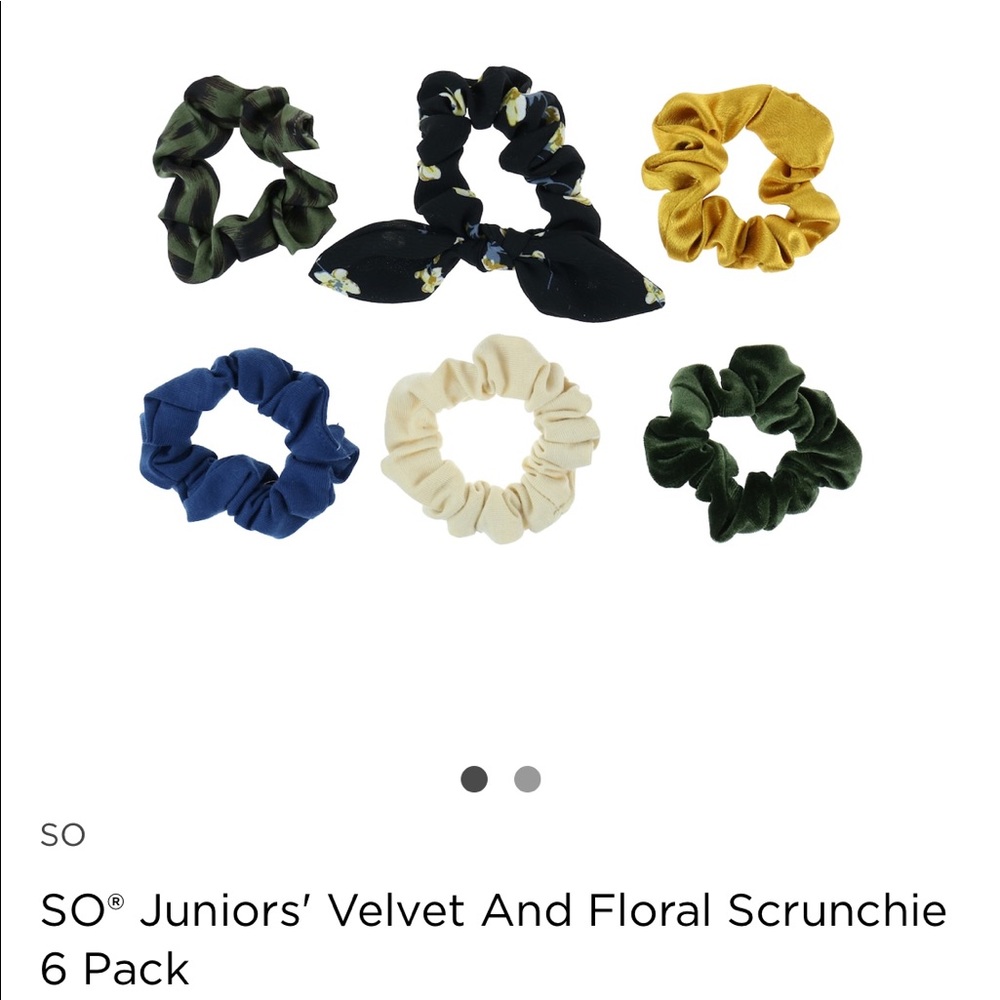 SO® Juniors' Velvet, Bling Floral Scrunchies (12)